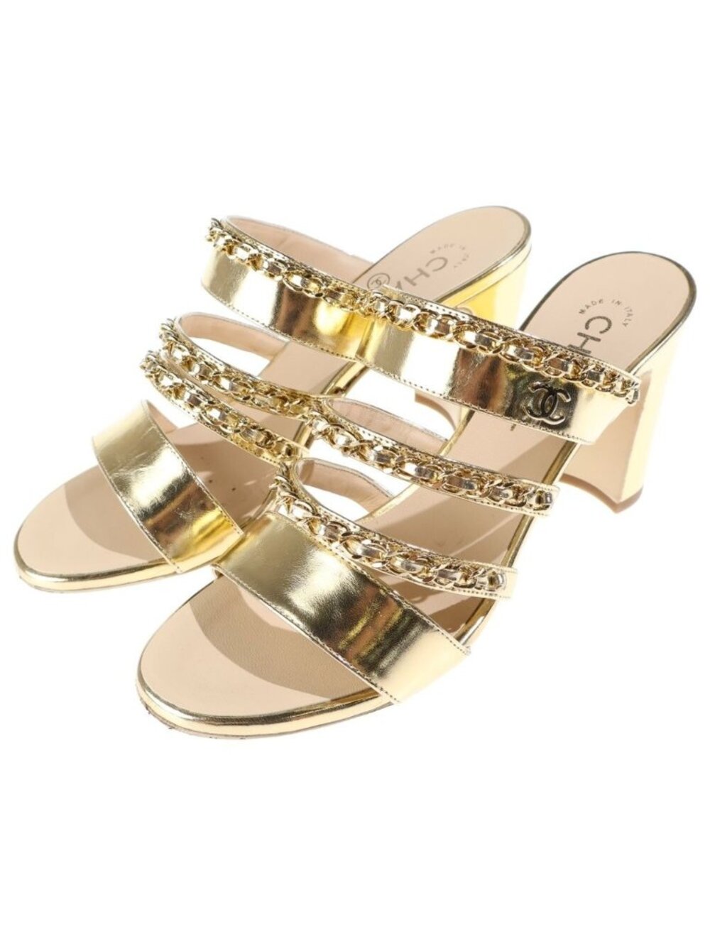 Chanel Chain Design Sandals Gold